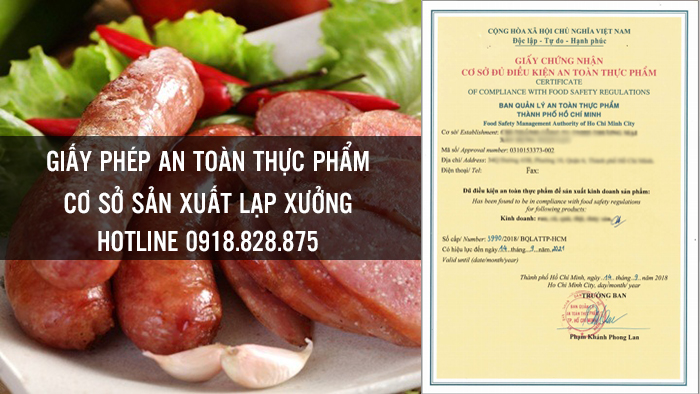 giấy phép an toàn thực phẩm cơ sở sản xuất lạp xưởng