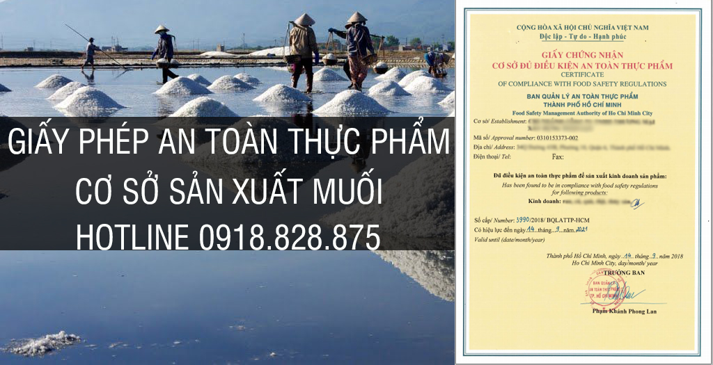 giấy phép an toàn thực phẩm cơ sở sản xuất muối thuộc Bộ Nông Nghiệp