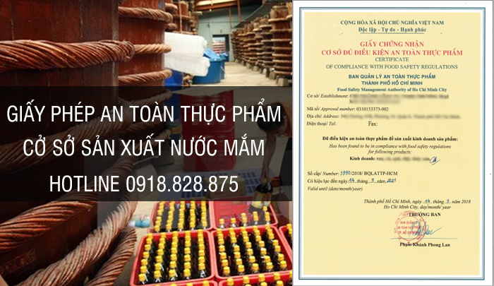 Giấy phép an toàn thực phẩm cơ sở sản xuất nước mắm