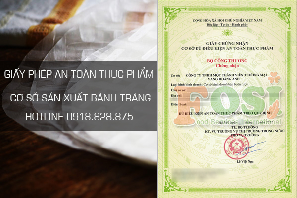 Hướng dẫn đăng ký giấy phép an toàn thực phẩm cơ sở sản xuất bánh tráng,bún,bánh phở