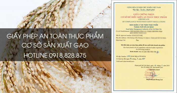 giấy phép an toàn thực phẩm cơ sở sản xuất gạo