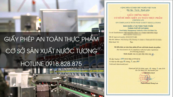 giấy phép an toàn thực phẩm cơ sở sản xuất nước tương