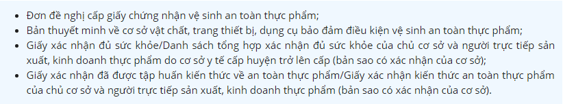 Hồ sơ xin giấy phép an toàn thực phẩm theo nghị định 43