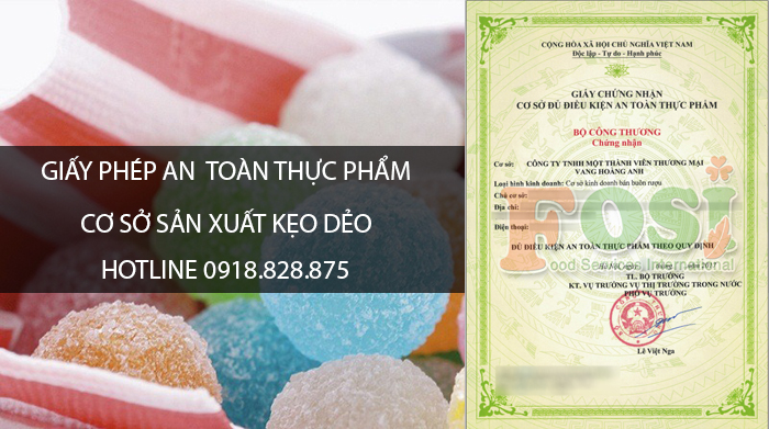 Giấy phép an toàn thực phẩm cơ sở sản xuất kẹo dẻo